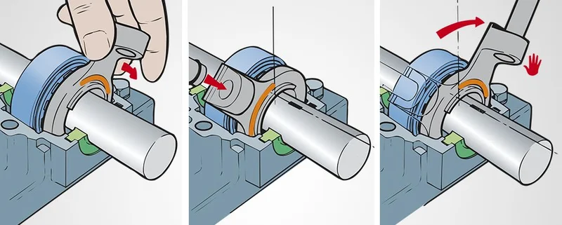 Instalación de rodamiento de bolas autoalineable TMHN7, eje cónico con llave de tuerca de bloqueo TMHN7 - imagen 3