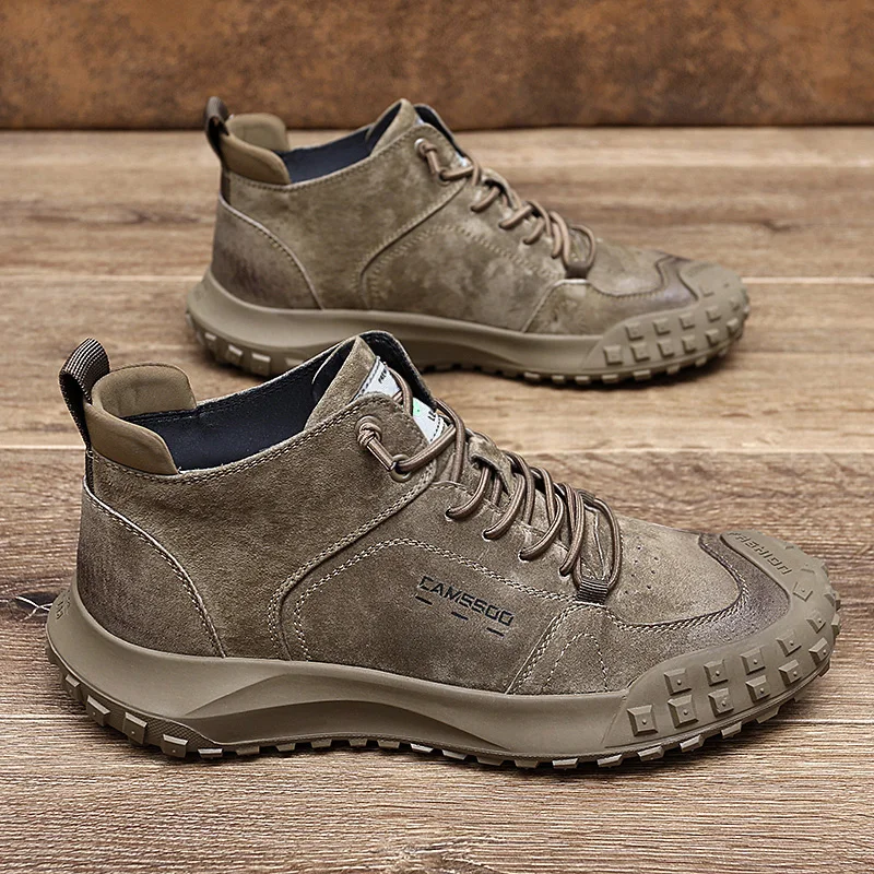HIKEUP-Botas antideslizantes para hombre, zapatos informales resistentes al desgaste, para montañismo, senderismo, otoño - imagen 4