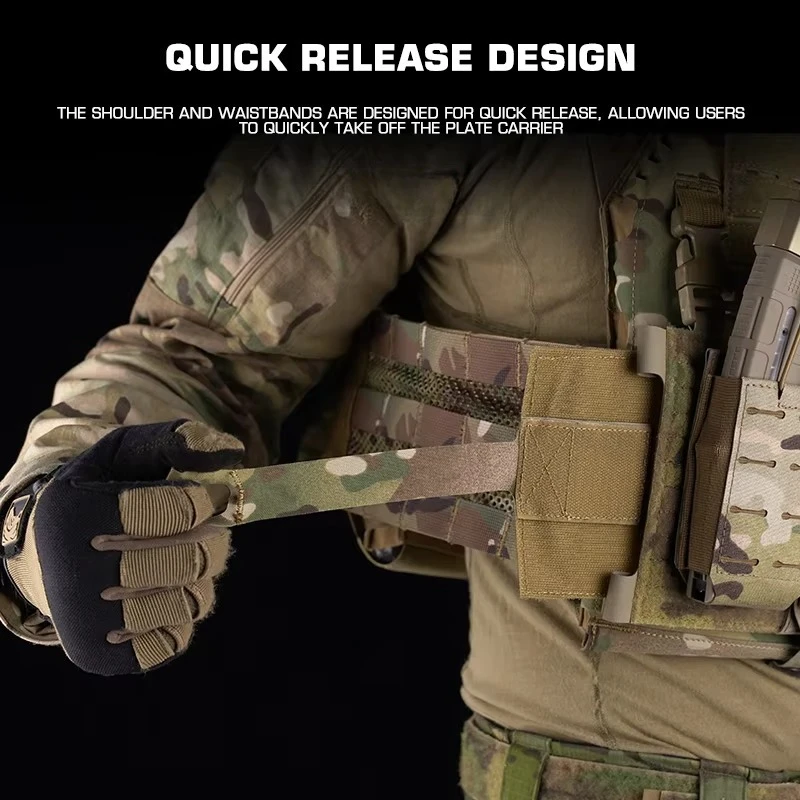 Chaleco de placa transpirable MOLLE, portador de placa de liberación rápida para juegos CS al aire libre, accesorios de caza - imagen 5