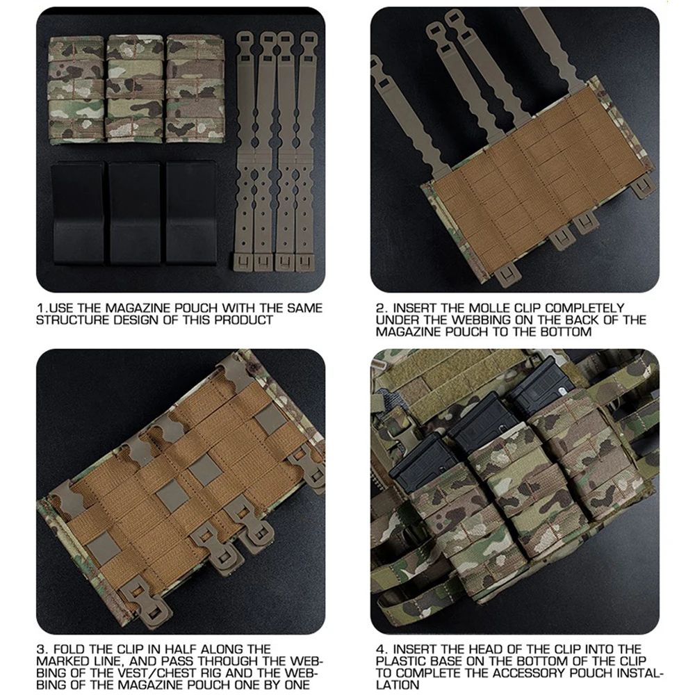 Clip MOLLE Modular para 9mm 5,56 7,62 bolsa para revistas sistema MOLLE portador de placa táctica Airsoft caza chaleco cinturón equipo - imagen 5