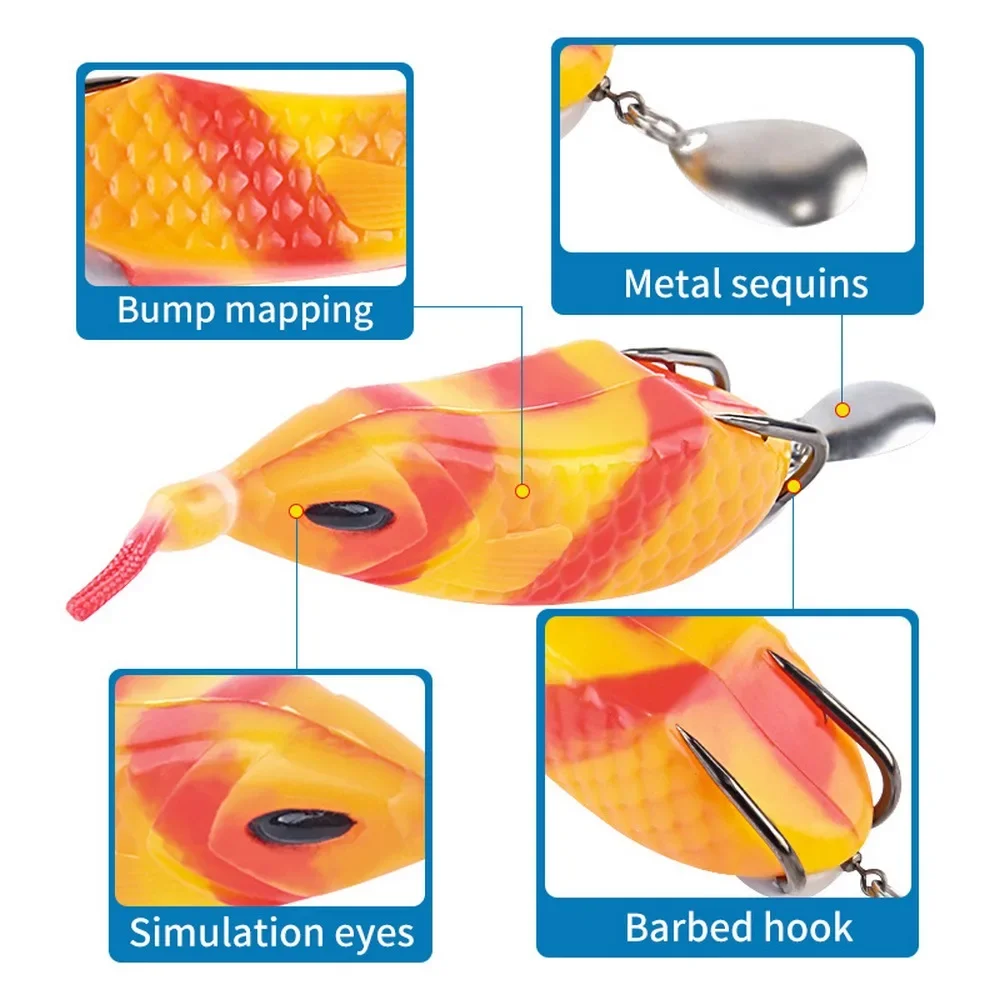 Luya-señuelo biomimético de borde, flotador de modificación, sapo venenoso, lentejuelas de goma, Thunderfrog, 9,5 cm/16g, equipo de pesca en caja, 1 unidad - imagen 5