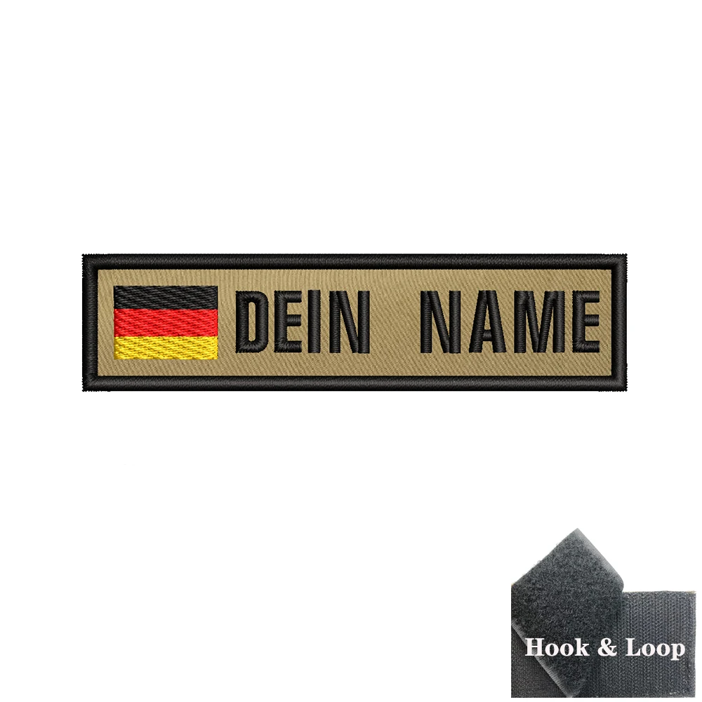 1 Unidad 10cm x 2,5 cm, parche de bandera con nombre personalizado, insignia de rayas, brazalete de lazo de hierro o gancho, Alemania, Bélgica, Serbia, caqui - imagen 5
