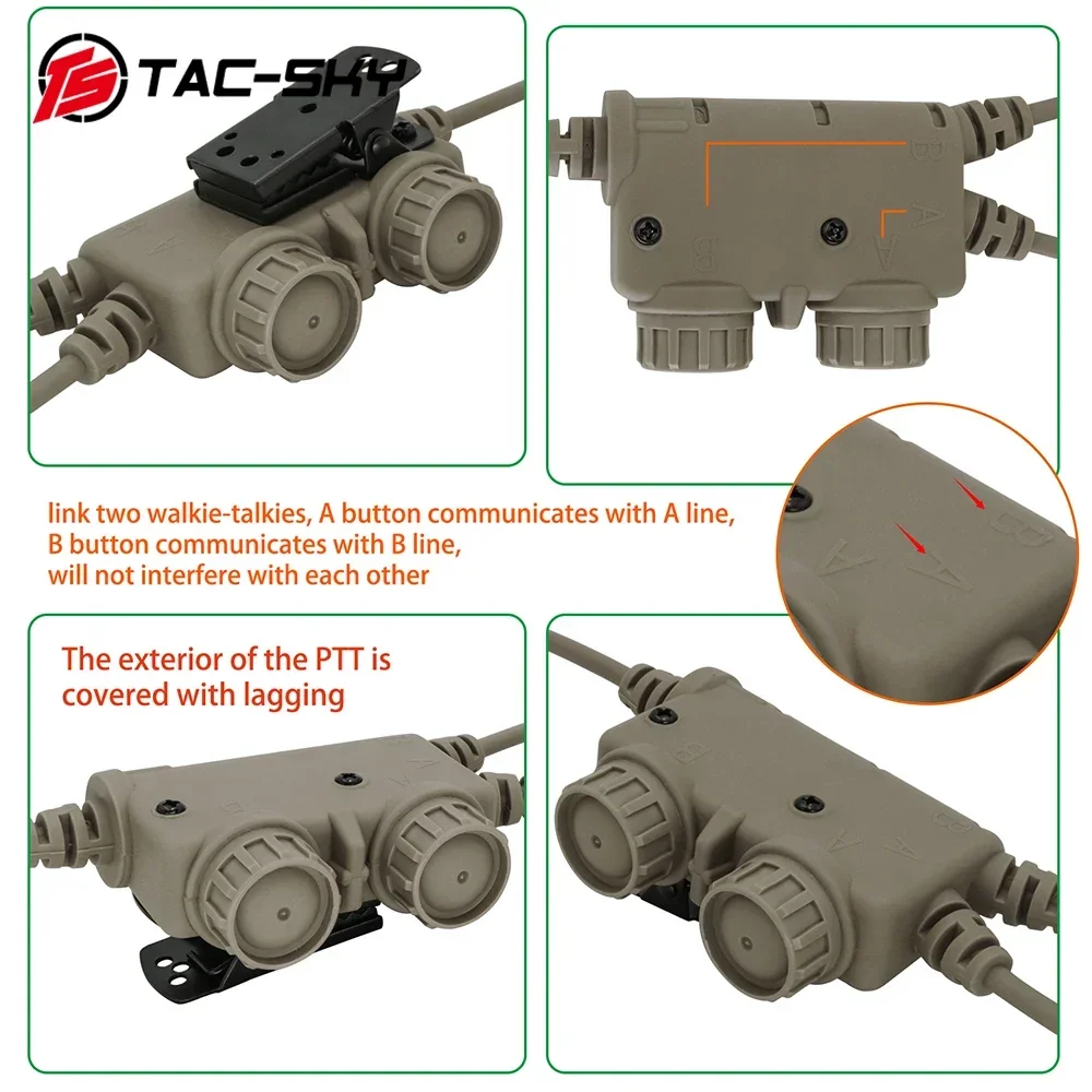 TS TAC-SKY táctico AN/PRC 148 152 163 adaptador PTT de comunicación Dual de 6 pines Compatible con RAC PTT auriculares tácticos COMAC SORDIN - imagen 5