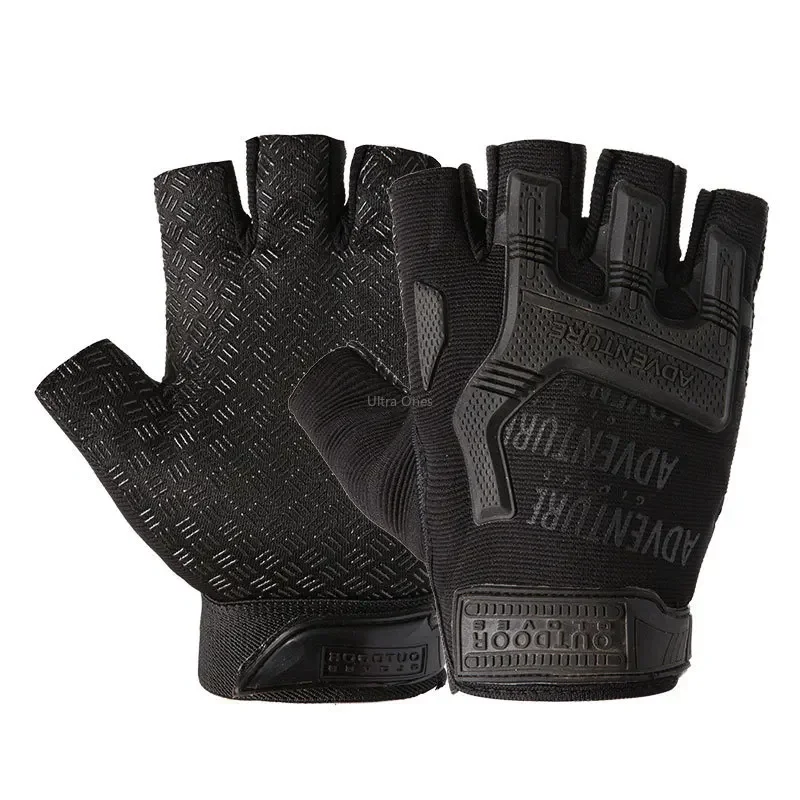 Guantes tácticos de camuflaje para entrenamiento, guantes antideslizantes de medio dedo para ciclismo, guantes de combate Cs sin dedos para caza y senderismo - imagen 3