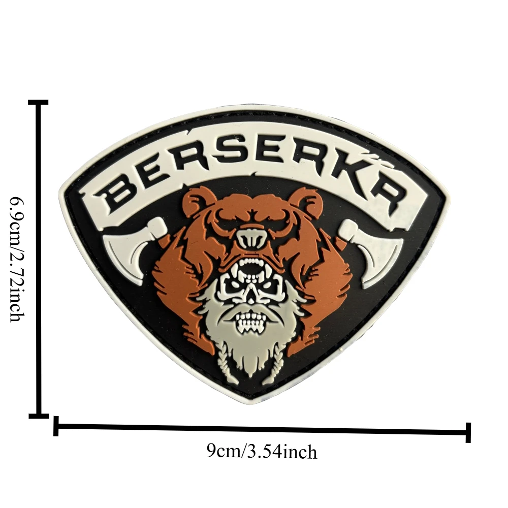 Parche Berserker, insignia de moral táctica, oso Axeman, gancho y bucle de PVC, mochila militar, accesorios decorativos de tela, pegatina para brazalete - imagen 2