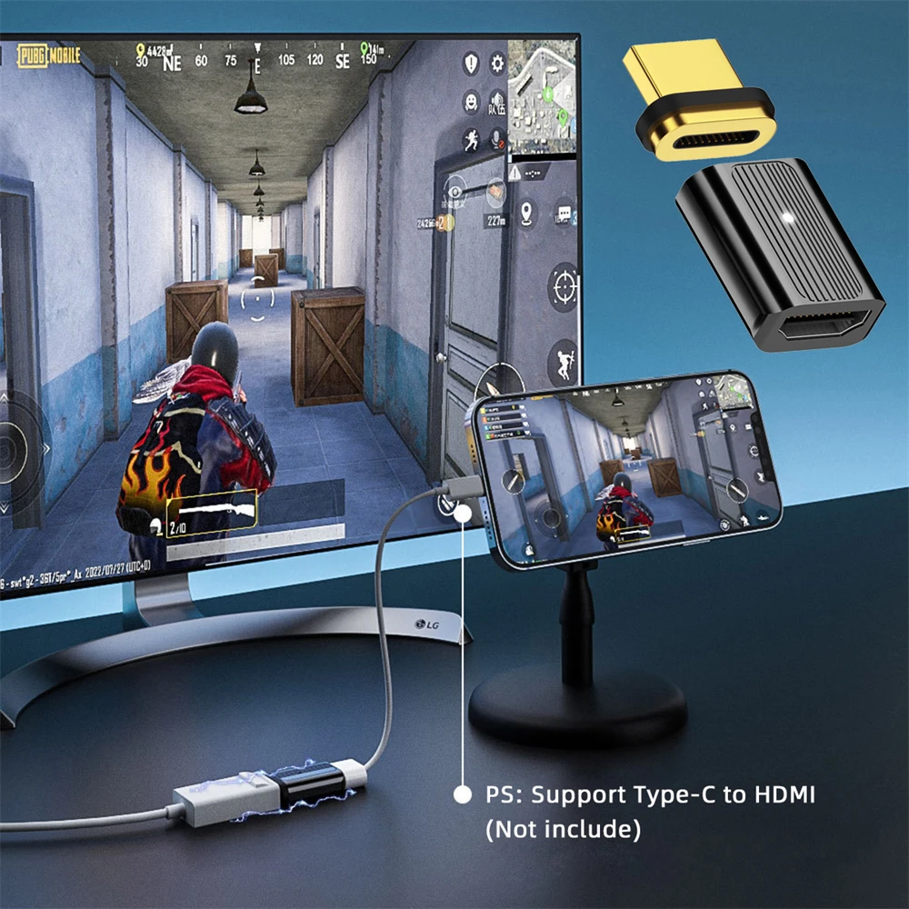 Conector magnético CY 8K tipo A HDTV 2,1 macho A hembra, adaptador de vídeo recto para ordenador portátil HDTV - imagen 4
