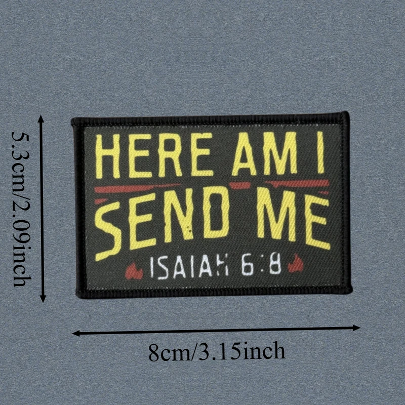 Aquí me envíame parche estampado chaleco táctico gancho y bucle insignia de moral mochila pegatinas decorativas brazalete parches para ropa - imagen 3