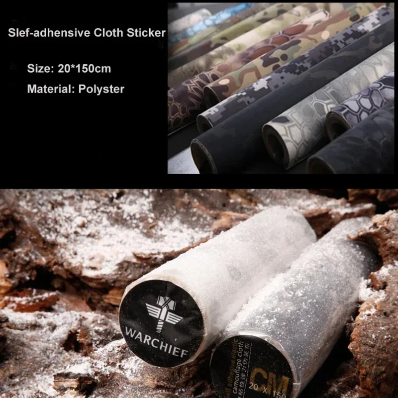 Pegatinas de camuflaje elásticas tácticas, 150x20 MC, envoltura de camuflaje, calcomanía adhesiva, cubierta DIY, accesorios de caza - imagen 4