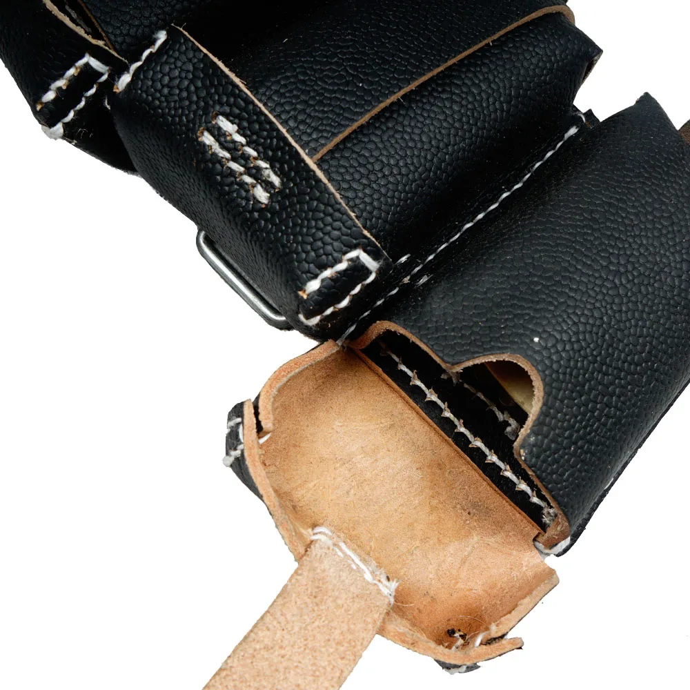 Bolsa de herramientas genuina para exteriores para hombres, bolsa de 98K, monedero duro, Molle Retro, Cortex alemán, cuero de almacenamiento negro, WW2 - imagen 4