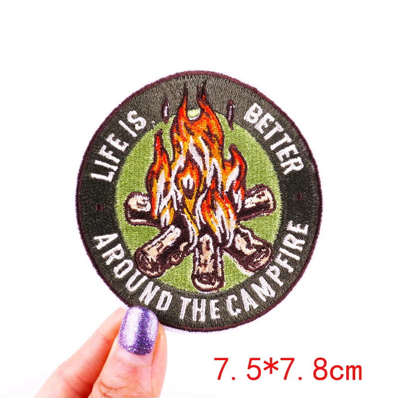 Parche bordado para acampar en la montaña, parches termoadhesivos para planchar en la ropa, insignias de aventura al aire libre - imagen 4