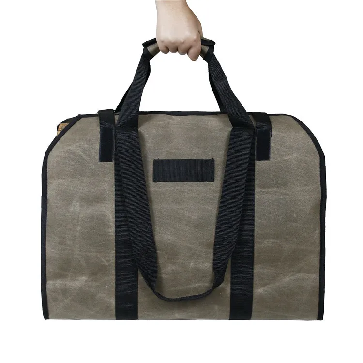 Bolsa de almacenamiento de leña de gran capacidad para acampar al aire libre, bolso impermeable de doble uso, bolsa de lona de cera húmeda, bolsa de almacenamiento para patio - imagen 2