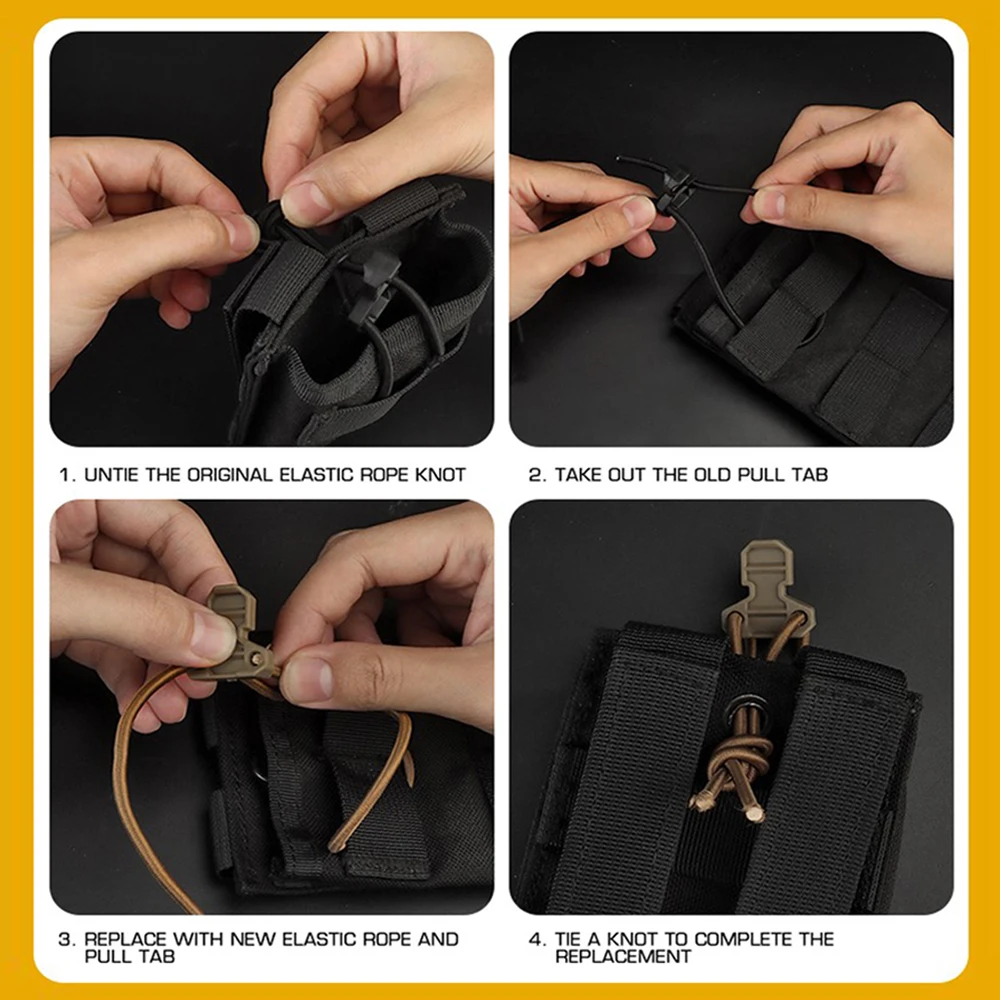 Bolsa táctica para revistas, cordones elásticos de choque con lengüeta de retención para chaleco Airsoft 5,56, bolsa Mag AR15, cuerda de cuero superior abierta - imagen 5