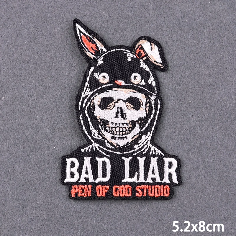 Parches de mal Liar para planchar en la ropa, parche de terror para chaqueta, parches bordados de ojo de sangre en la ropa, letras, insignia adhesiva DIY - imagen 4