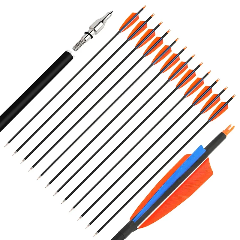 6/12 Uds flecha columna vertebral 500 flecha de carbono mezclado flecha de tiro con arco 4 pulgadas pluma de ala izquierda para arco caza objetivo práctica tiro - imagen 2