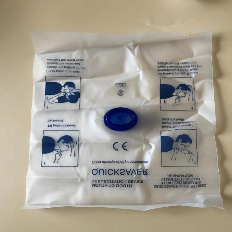 Protector facial CPR desechable, mascarilla de respiración bucal de emergencia, dispositivo de reanimación, herramienta de primeros auxilios, Ahorrador rápido de oxígeno