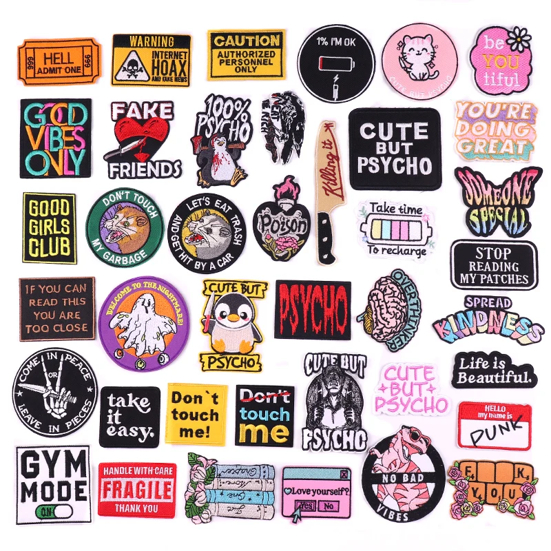 Parche Don't Touch Me con letras de dibujos animados/lema bordado, parches para planchar para ropa, parches termoadhesivos para ropa DIY - imagen 3