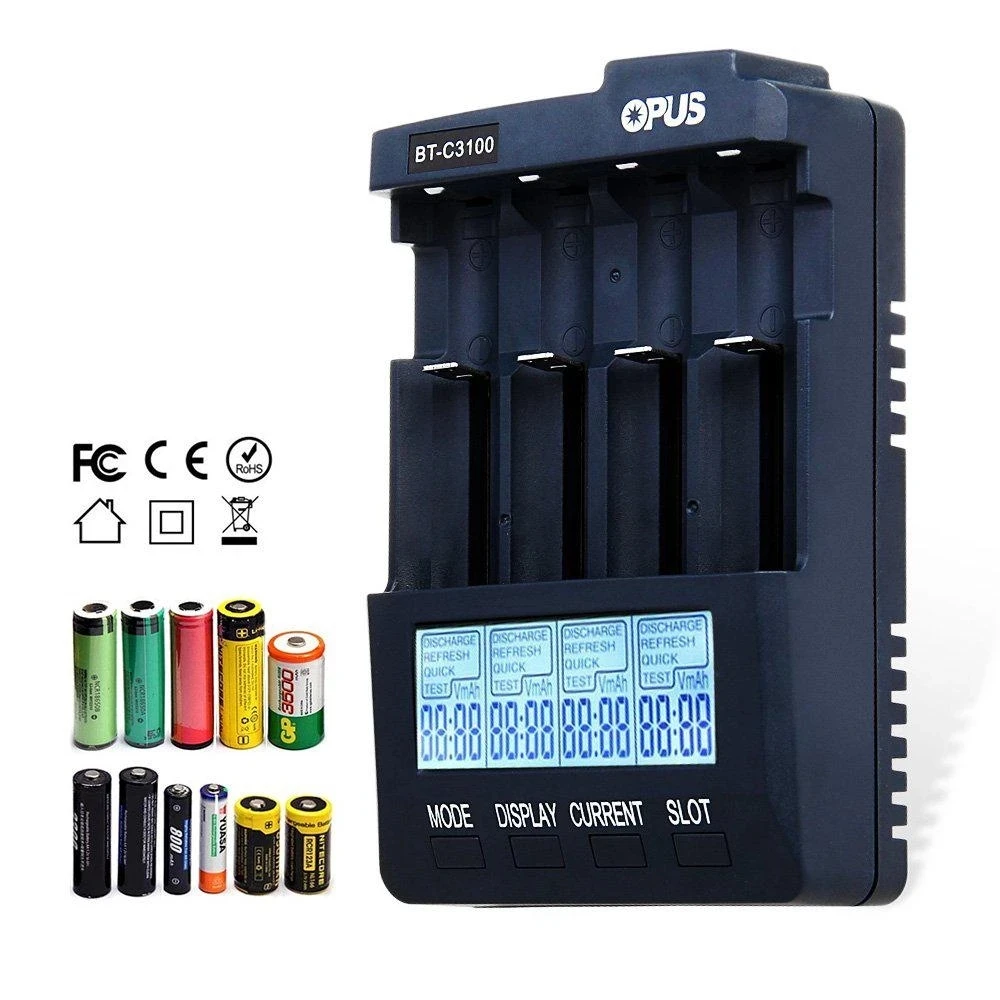 OPUS BT-C3100 V2.2 Universal cuatro ranuras reposición de pantalla LCD cargador de batería inteligente recargable accesorios y piezas nuevo