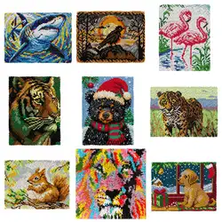 Kit alfombra gancho pestillo serie Animal – Almohada punto cruz Smyrna