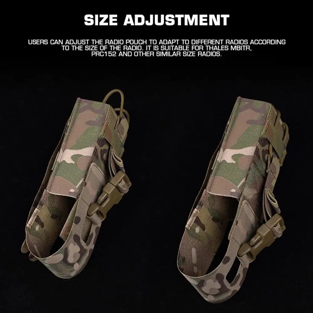 Bolsa táctica Molle para Radio, ligera, para caza, MPU5 PRC163 152 148, Walkie Talkie, bolsa ajustable para interfono de combate Airsoft - imagen 4