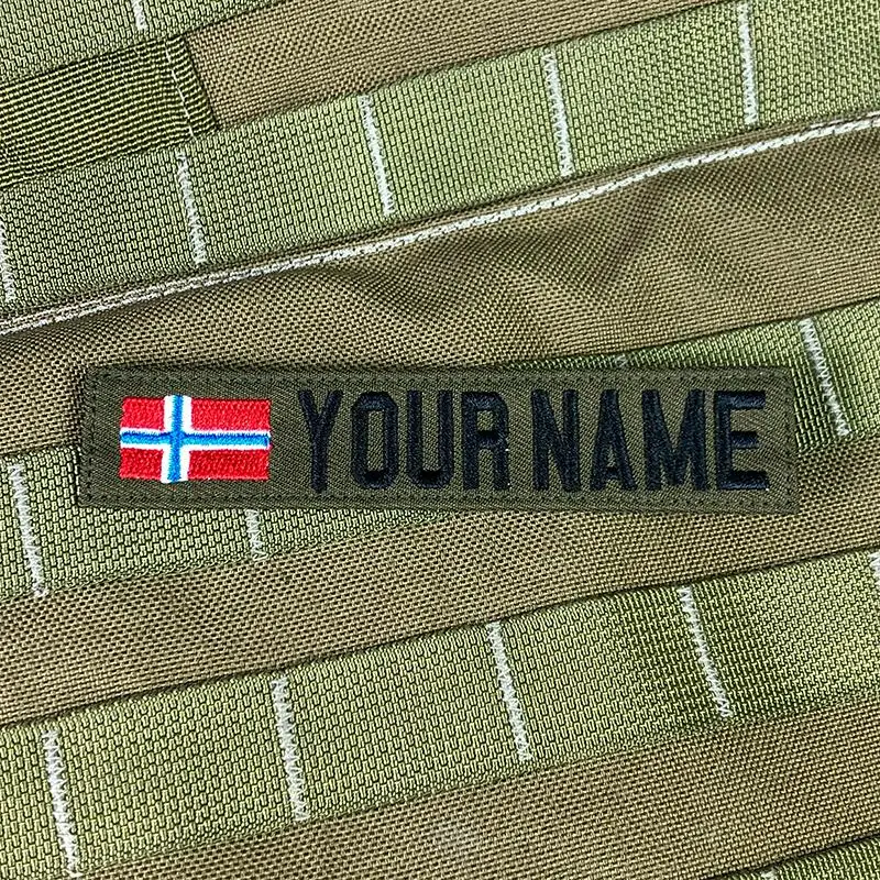 Cinta de nombre personalizada Bandera de Noruega Parche bordado Gancho y bucle Multicam Verde ACU Negro Bronceado - imagen 4