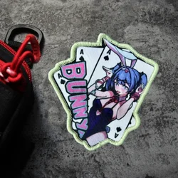 Parche estampado de Anime BUNNY Girl para ropa, insignia de moral táctica, parches militares con gancho, accesorios para mochila, pegatinas, brazalete