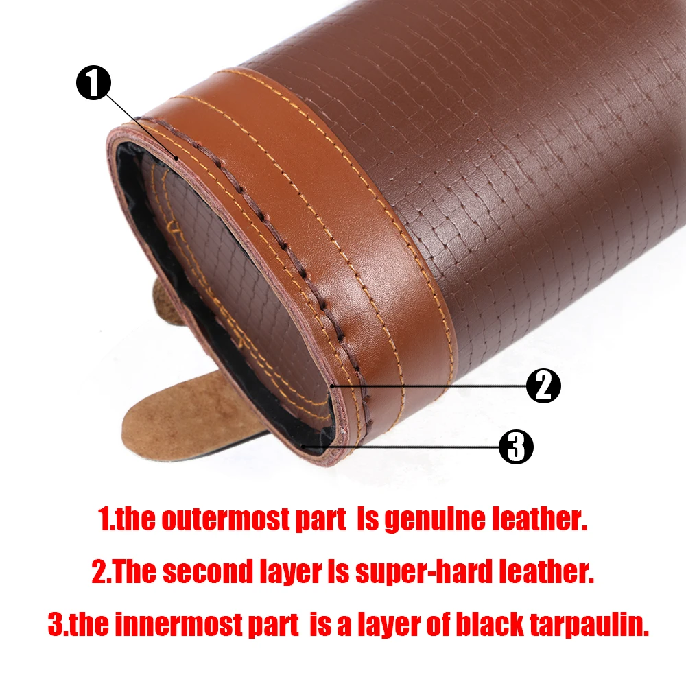 Bolsa de flecha de estilo trasero hecha de cuero de vaca genuino, puede acomodar al menos 24 flechas para deportes al aire libre como montar - imagen 4