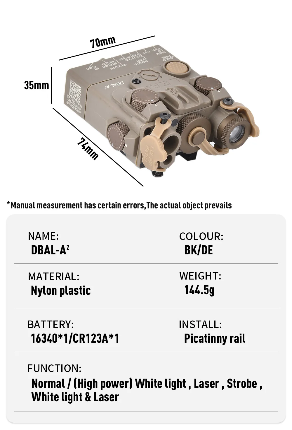 Un primer plano de un dispositivo con una tabla de medición manual