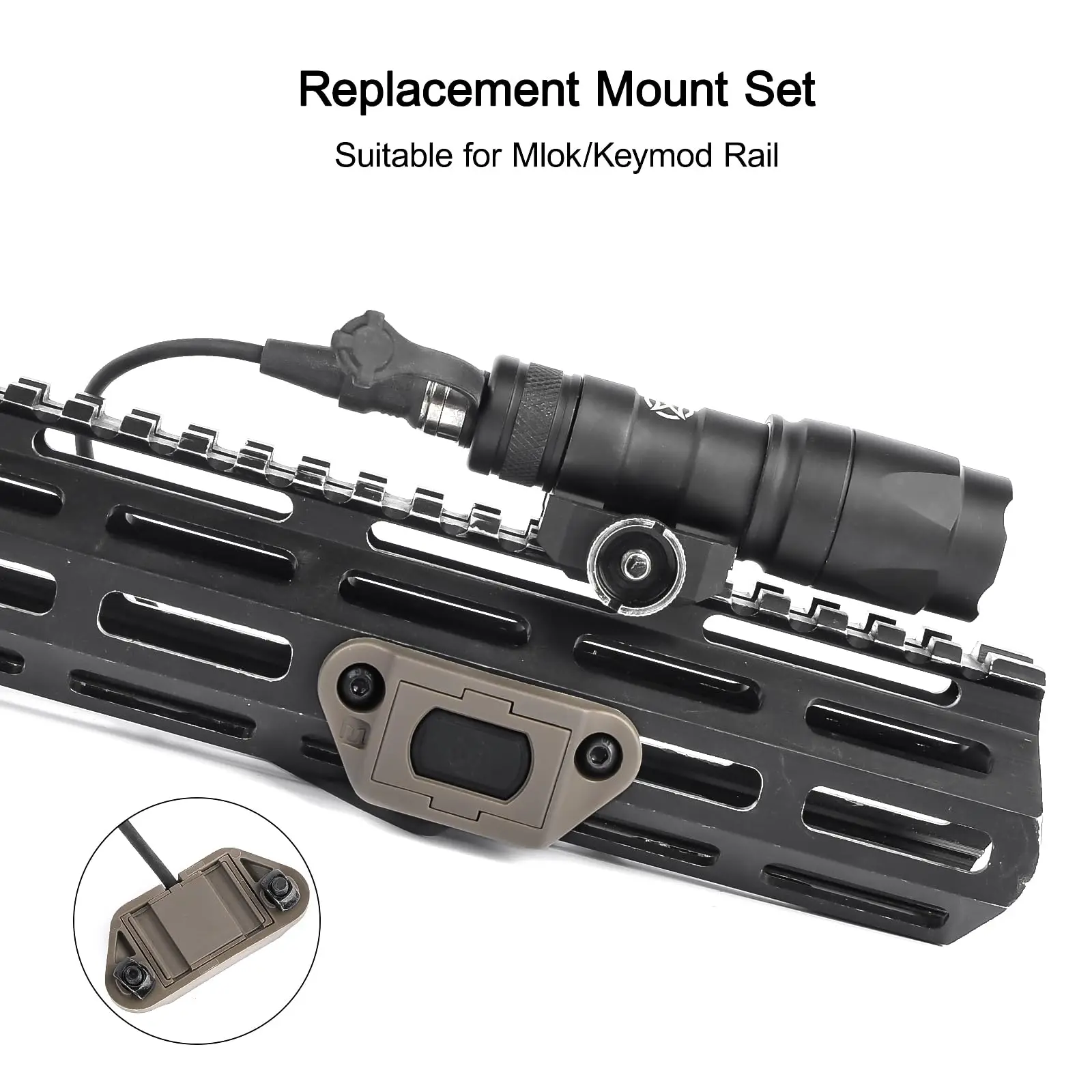 Interruptor de Presión Remoto para Linterna Táctica M300 M600, con Soporte de Montaje para Riel de 20 mm/Mlok/Keymod - imagen 3