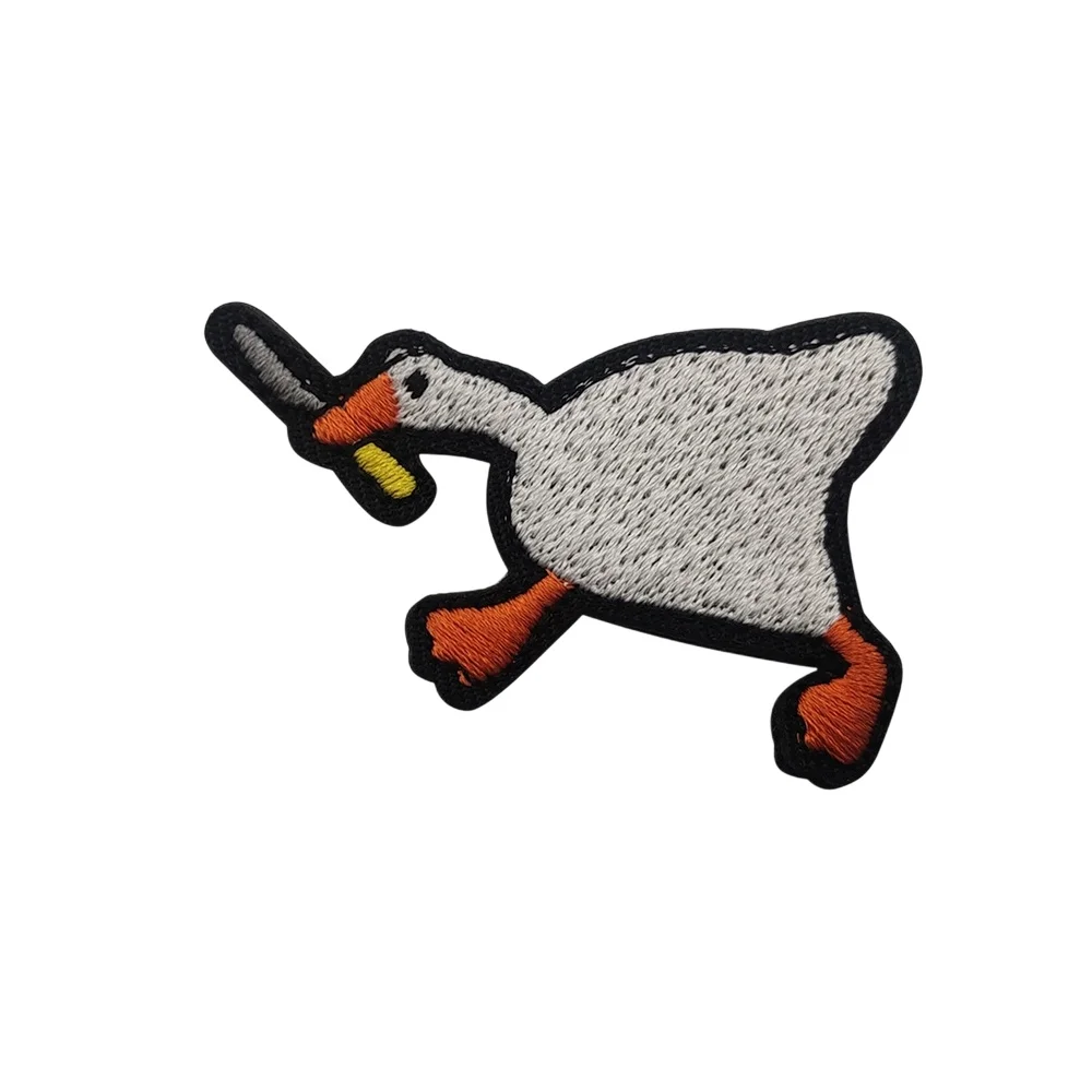 Goose asesino con cuchillo, parche de Velcros, insignia táctica, pegatina, cierre de gancho, bordado para gorra, pantalones vaqueros, mochila Molle