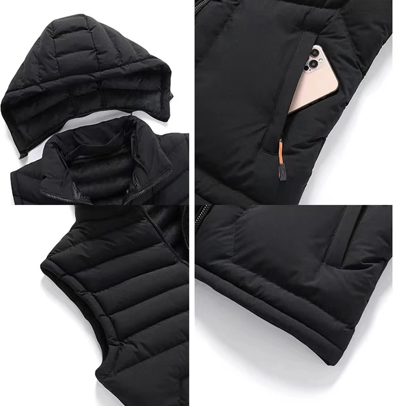 Chaleco acolchado de algodón suave para hombre, ropa de calle informal, cuello con capucha, para acampar, senderismo, senderismo, chaleco masculino, moda, otoño, invierno, 4XL - imagen 2
