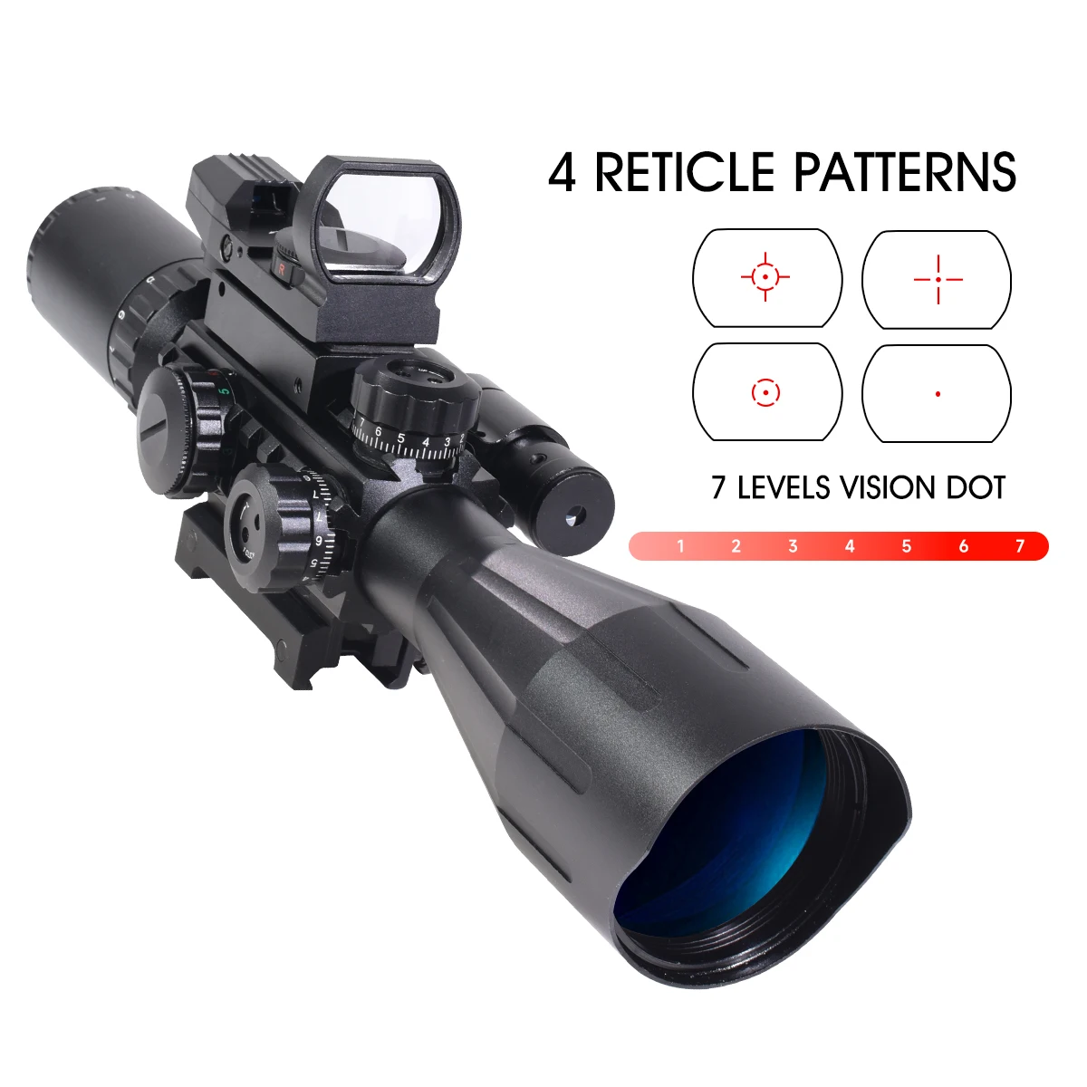 Óptica de alcance 4-12X50ir, iluminación de dos colores rojo y verde, Crosshair HD101 HD103, retícula de 4 formas, Combo de pistola de aire táctica para caza - imagen 3