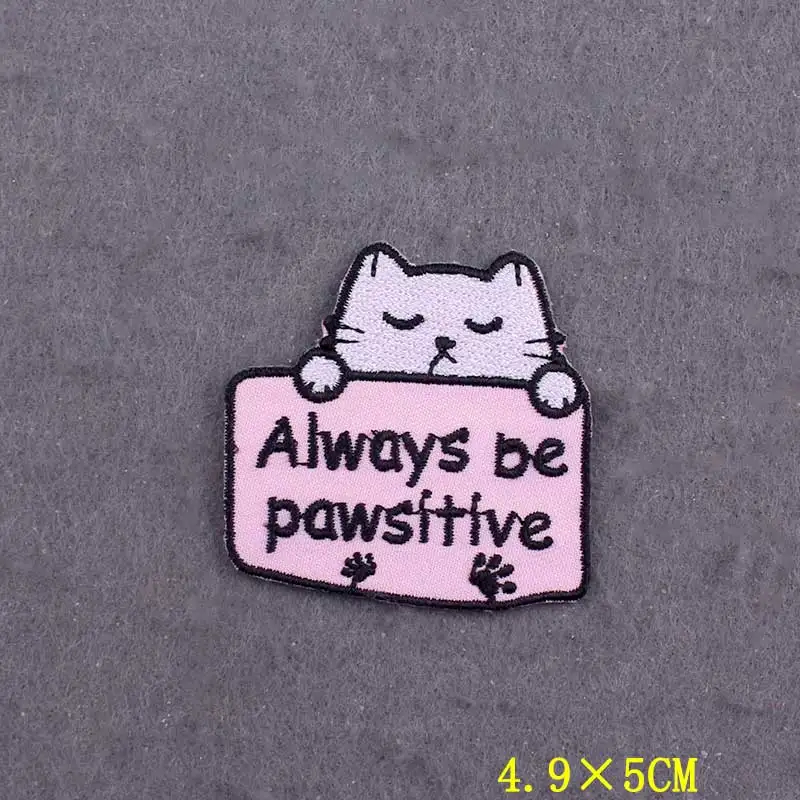 Parche de gato bordado para planchar en la ropa, parches de lazo de gancho a rayas, insignias de ropa en mochila, cosas de dibujos animados - imagen 3