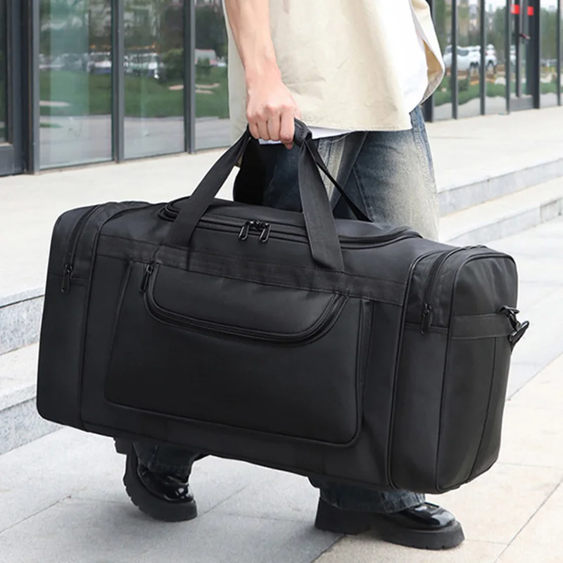 Bolsa de viaje de equipaje grande para hombres y mujeres, bolsa de lona para deportes al aire libre, entrenamiento físico, Camping, bolsos de hombro tipo bandolera de gran tamaño, 100L - imagen 3