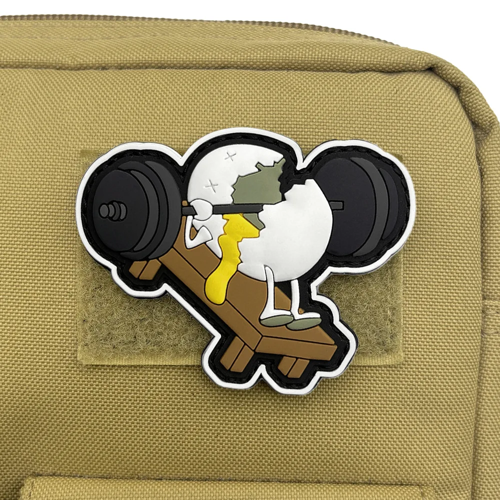 Una barra de Fitness que aplasta cáscaras de huevo parche táctico moral parches militares de gancho y bucle de PVC para pegatinas de mochila de ropa