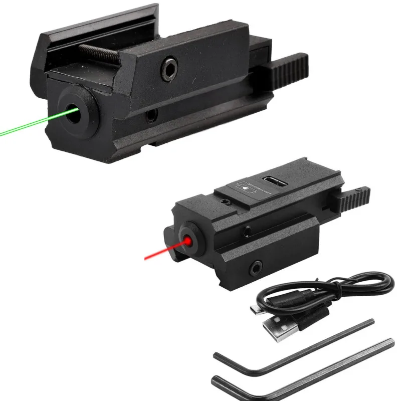 Mini láser rojo verde táctico con carga USB, colimador láser de carril Picatinny de 11mm y 20mm - imagen 3