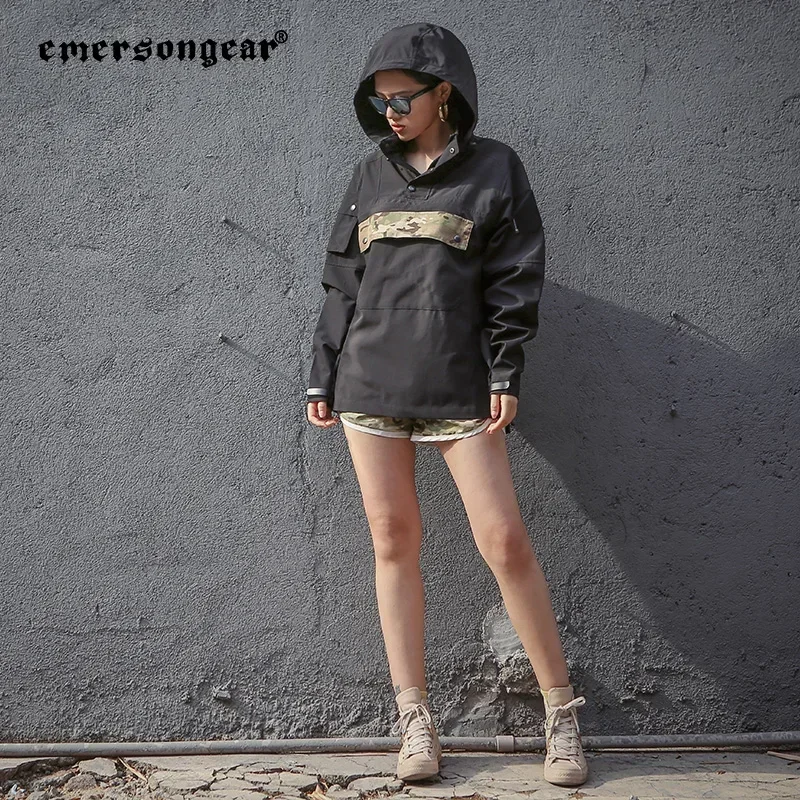 Emersongear Sudadera con capucha cortavientos impermeable cartero Hip Hop Camo chaqueta chándal ropa de calle senderismo deportes al aire libre - imagen 3