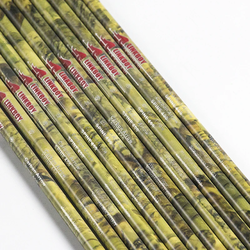 Linkboy-Flecha de carbono de tiro con arco, eje de flecha de 30/32 pulgadas, columna vertebral, 300-600 id6.2 mm, arco de caza tradicional compuesto, 6 uds. - imagen 3