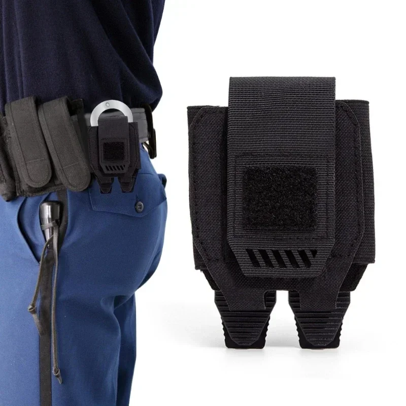 Práctica bolsa para esposas, riñonera de nailon, funda para puños con cinturón MOLLE, funda para cinturón de servicio, chaleco, soporte para esposas para caza al aire libre - imagen 2