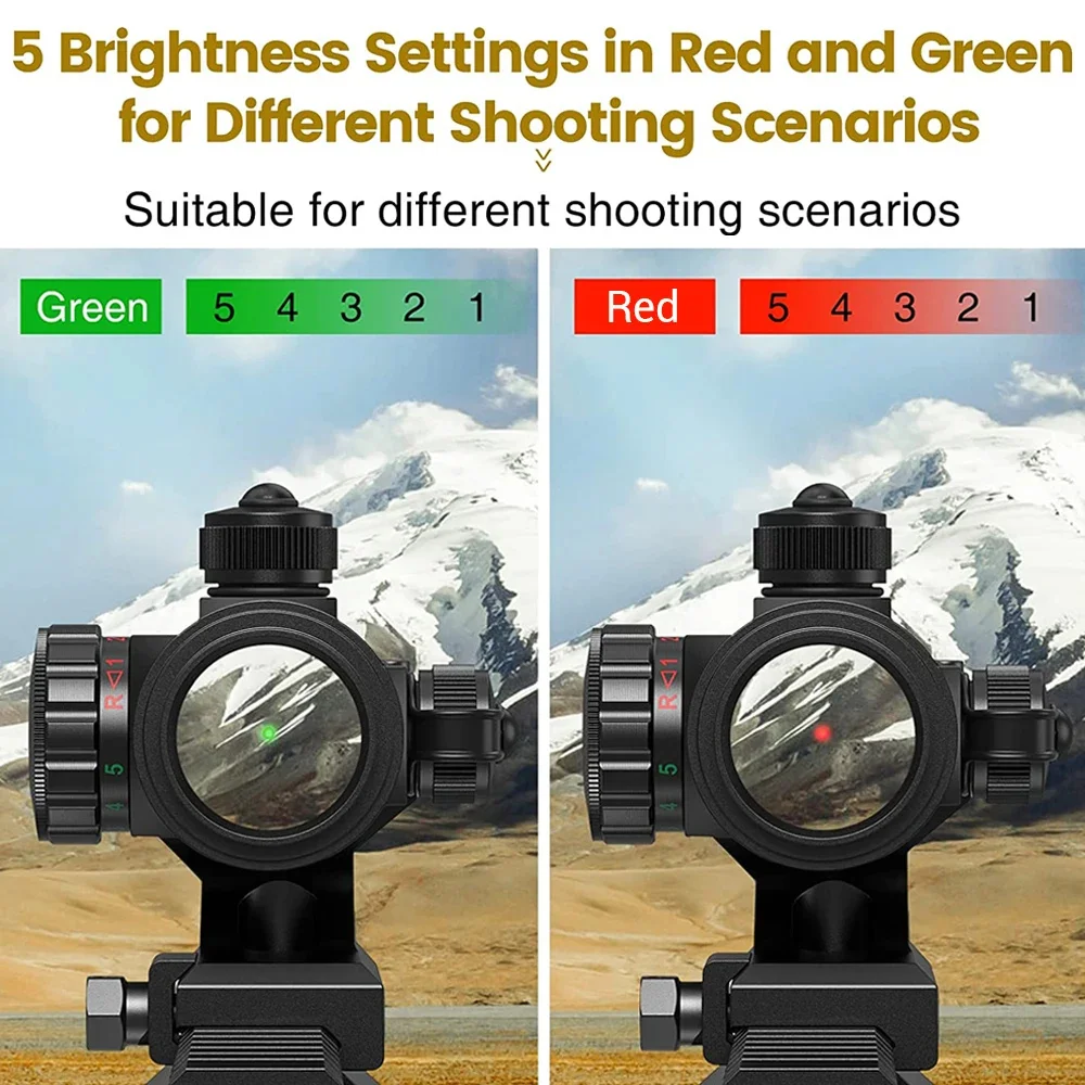 Mira de punto rojo de 1x30mm con mira láser, mira réflex, mira de punto rojo y verde, mira para Rifle de caza con soporte voladizo de 20mm - imagen 4