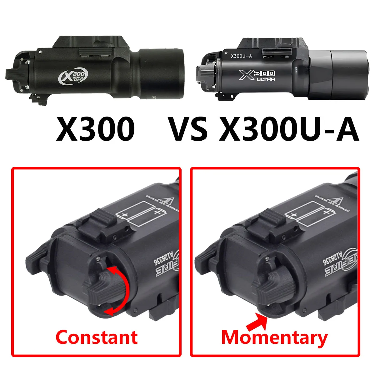 SureFire XC1 X300 Ultra X300U-A linterna táctica para pistola Airsoft armas Scout accesorios de luz aptos para riel de 20mm - imagen 5