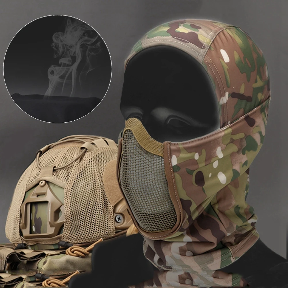 Máscara táctica media cara con malla transpirable para paintball
