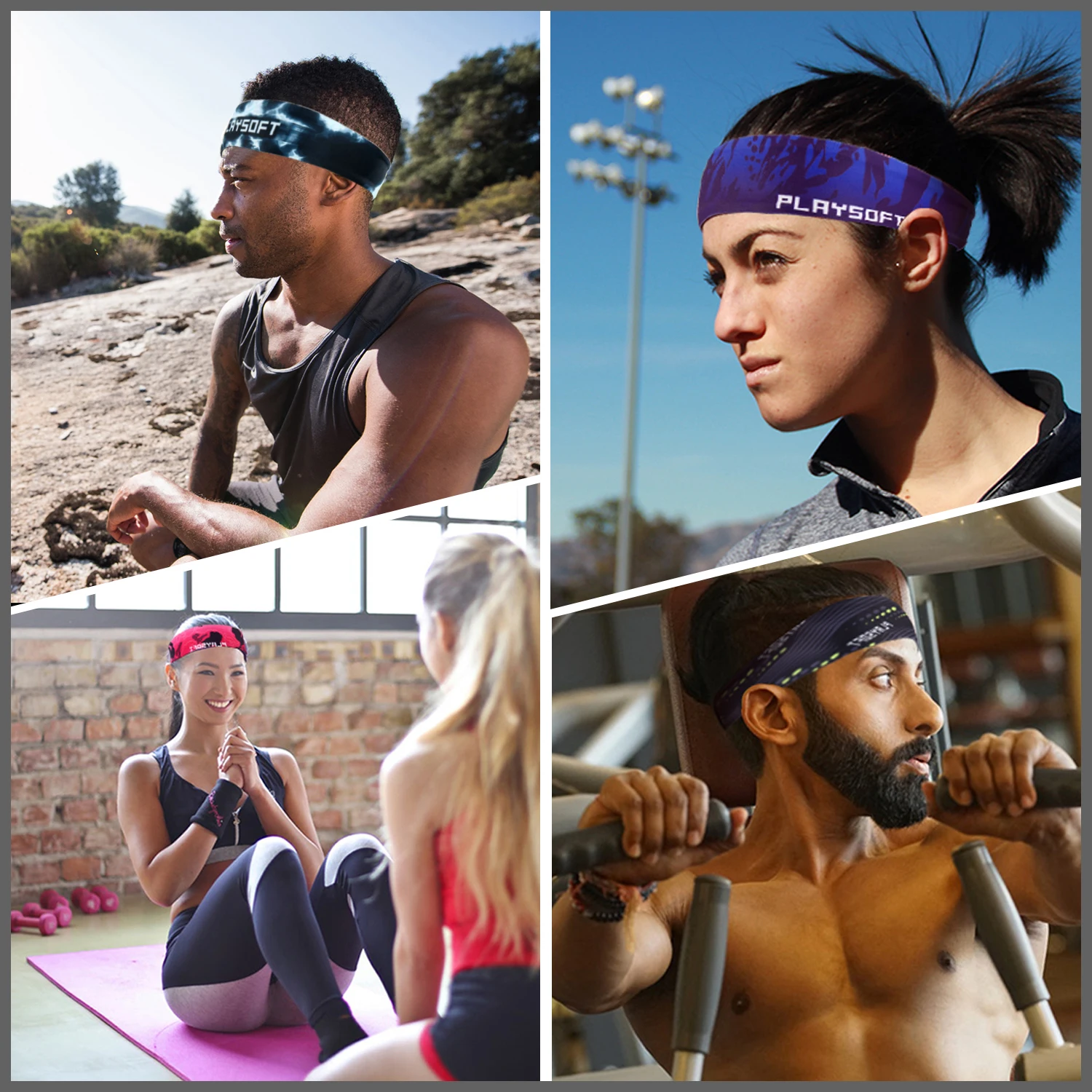 Diademas deportivas antideslizantes para hombre y mujer, banda para el sudor para entrenamiento, Fitness, correr, ciclismo, fútbol, Yoga, diadema elástica - imagen 2