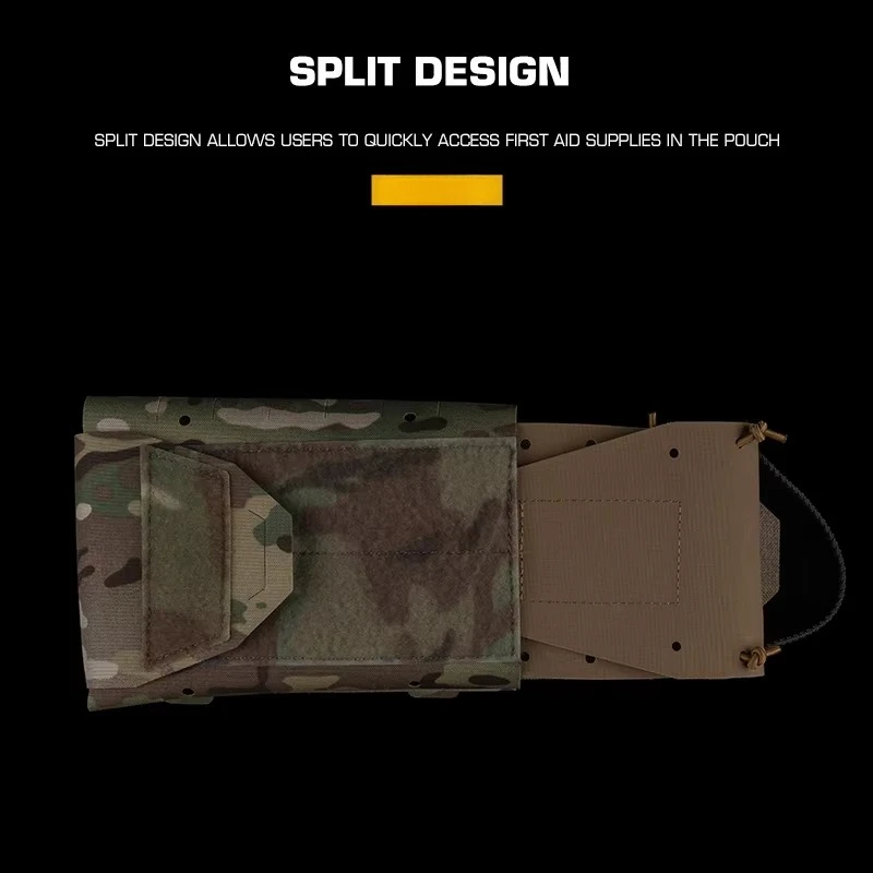 Botiquín de primeros auxilios médico ligero táctico, bolsa MOLLE de diseño dividido para exteriores, para acampar, cazar, supervivencia, almacenamiento de herramientas de emergencia - imagen 5