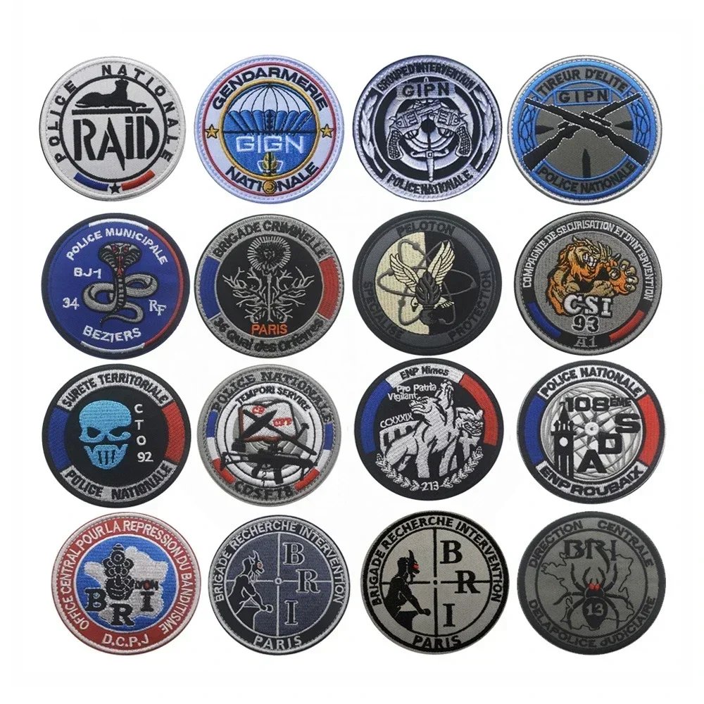 Parches bordados GIGN GIPN BRI, parche táctico de gancho y bucle francés para exteriores, insignia de moral militar, apliques de combate, ropa, mochila - imagen 3
