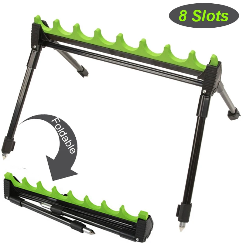 Soporte telescópico para caña de pescar con 8 ranuras, soporte para caña de pescar para Surf, soporte plegable para caña de pescar, trípode para caña de pescar - imagen 2