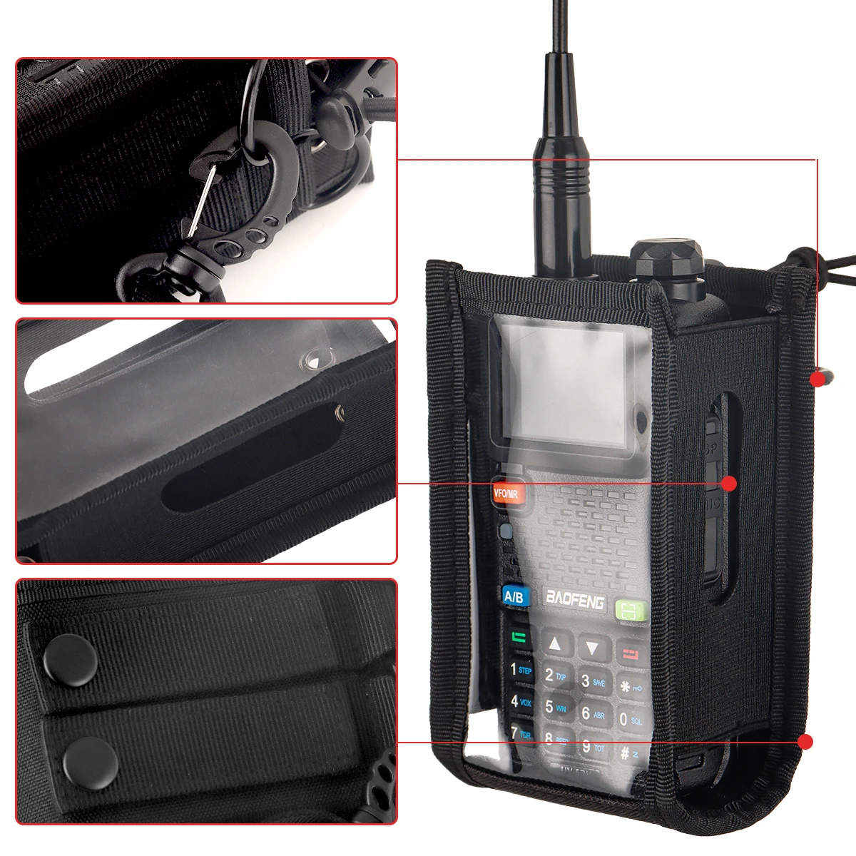 BaoFeng Walkie Talkie funda Molle Radio bolsa para Baofeng UV-5RH UV-5R UV-21R 17R Quansheng K5 PLUS Ham Radio Nylon Radio caso - imagen 3