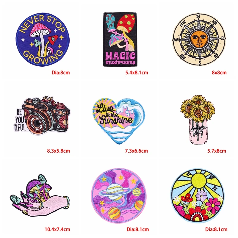 Parche bordado de setas de sol, parches termoadhesivos de dibujos animados para ropa, letras para planchar, bricolaje, 10 unids/lote - imagen 4