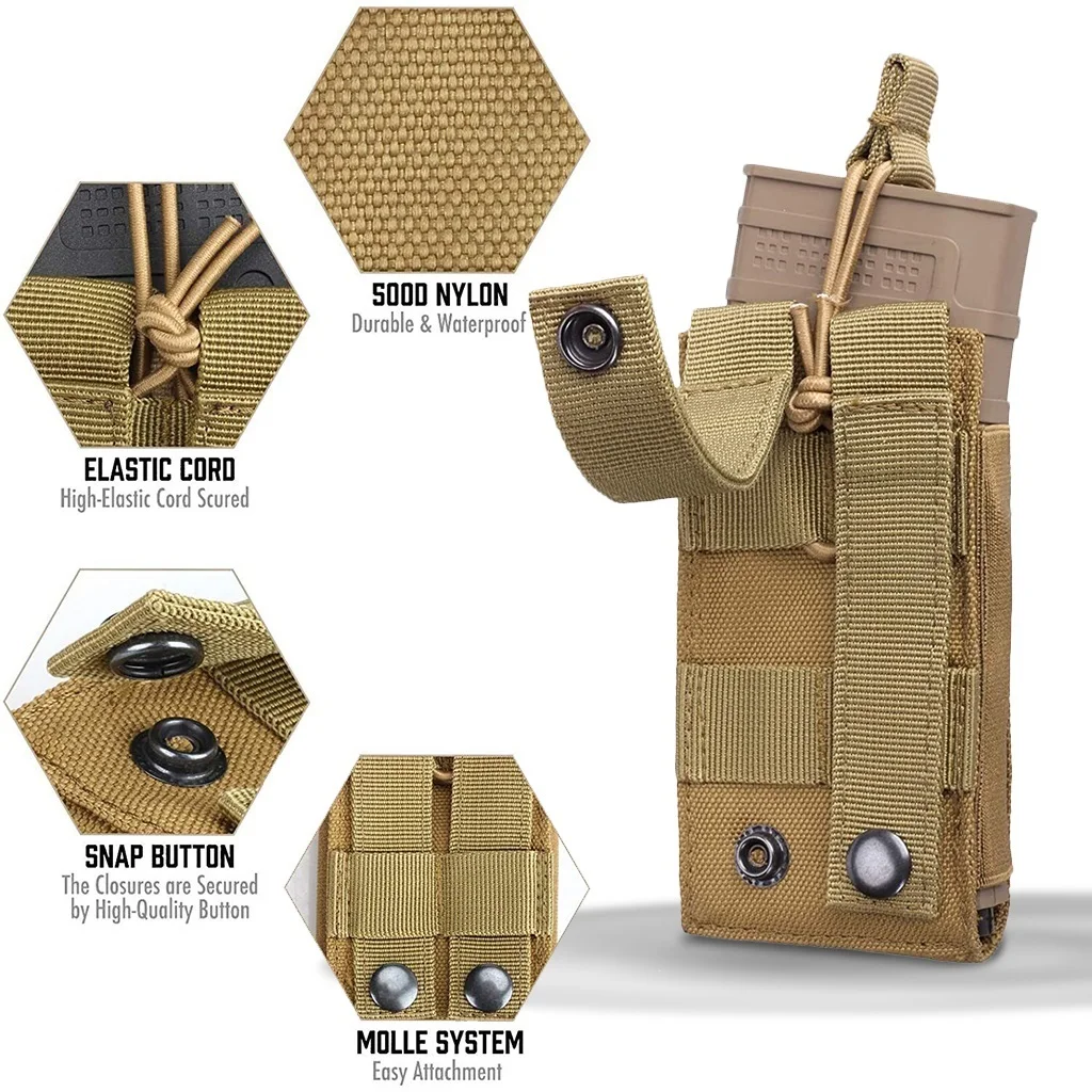 Bolsas para revistas Molle tácticas de doble bolsillo para almacenamiento de revistas de 5,56/9mm, bolsa de transporte para chaleco Airsoft, mochila con cinturón - imagen 2