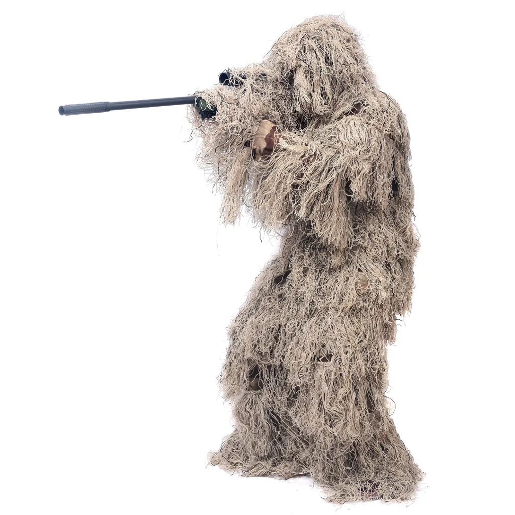 Traje de camuflaje táctico militar, conjunto Ghillie de hierba 3D, traje de caza al aire libre de 5 piezas - imagen 4