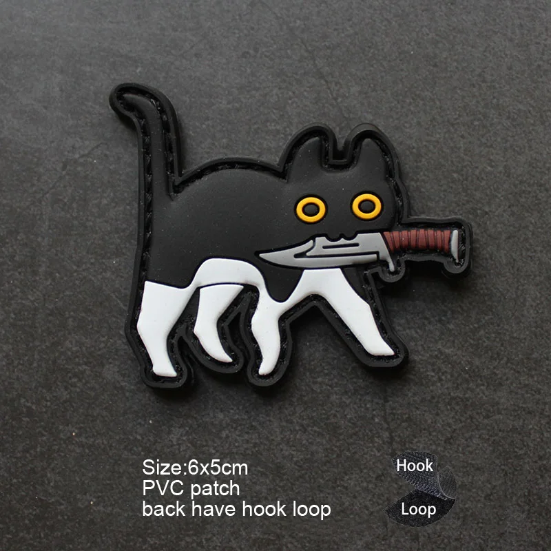 Parche de calidad con personalidad, brazalete creativo, pequeño gato, puede tener lo que los malos deseos, moral, PVC, mochila, gancho, bucle - imagen 5